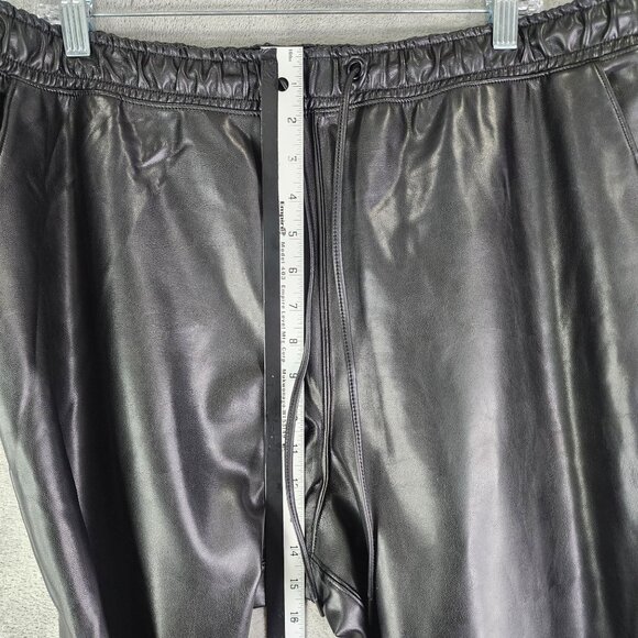 Womens Black Abercrombie & Fitch Vegan Leather Joggers Elastic Waist & Cuffs XL - Picture 7 of 12